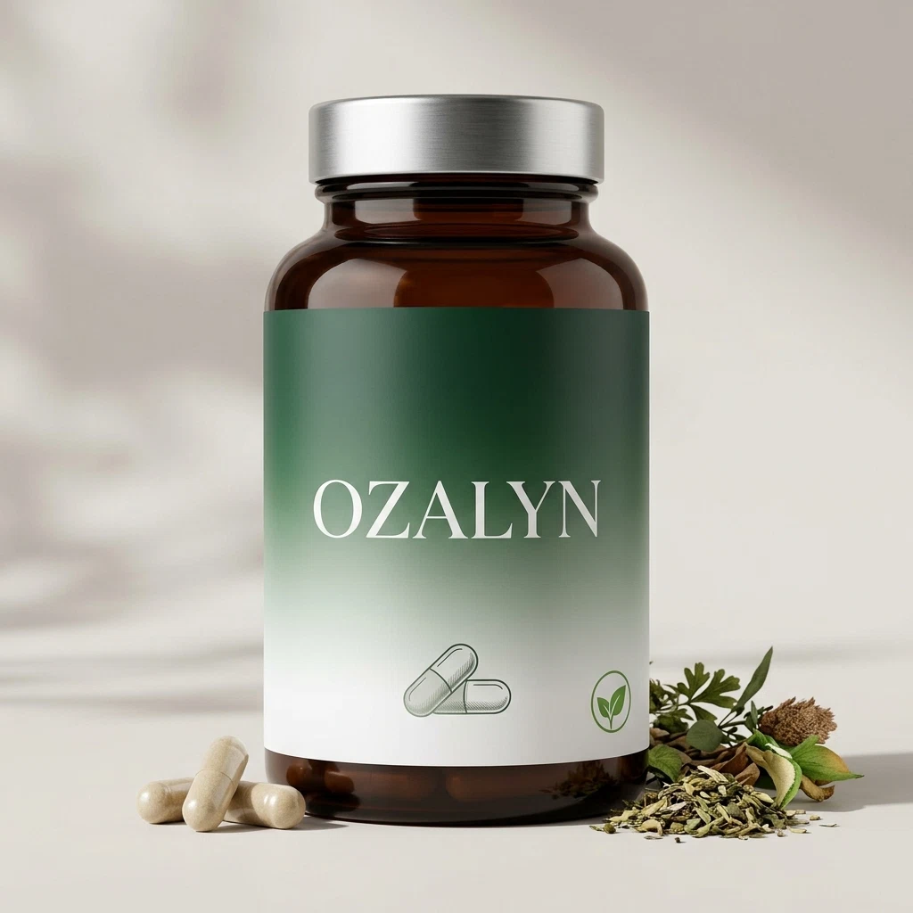 Ozalyn voedingssupplement flacon paars-violet etiket