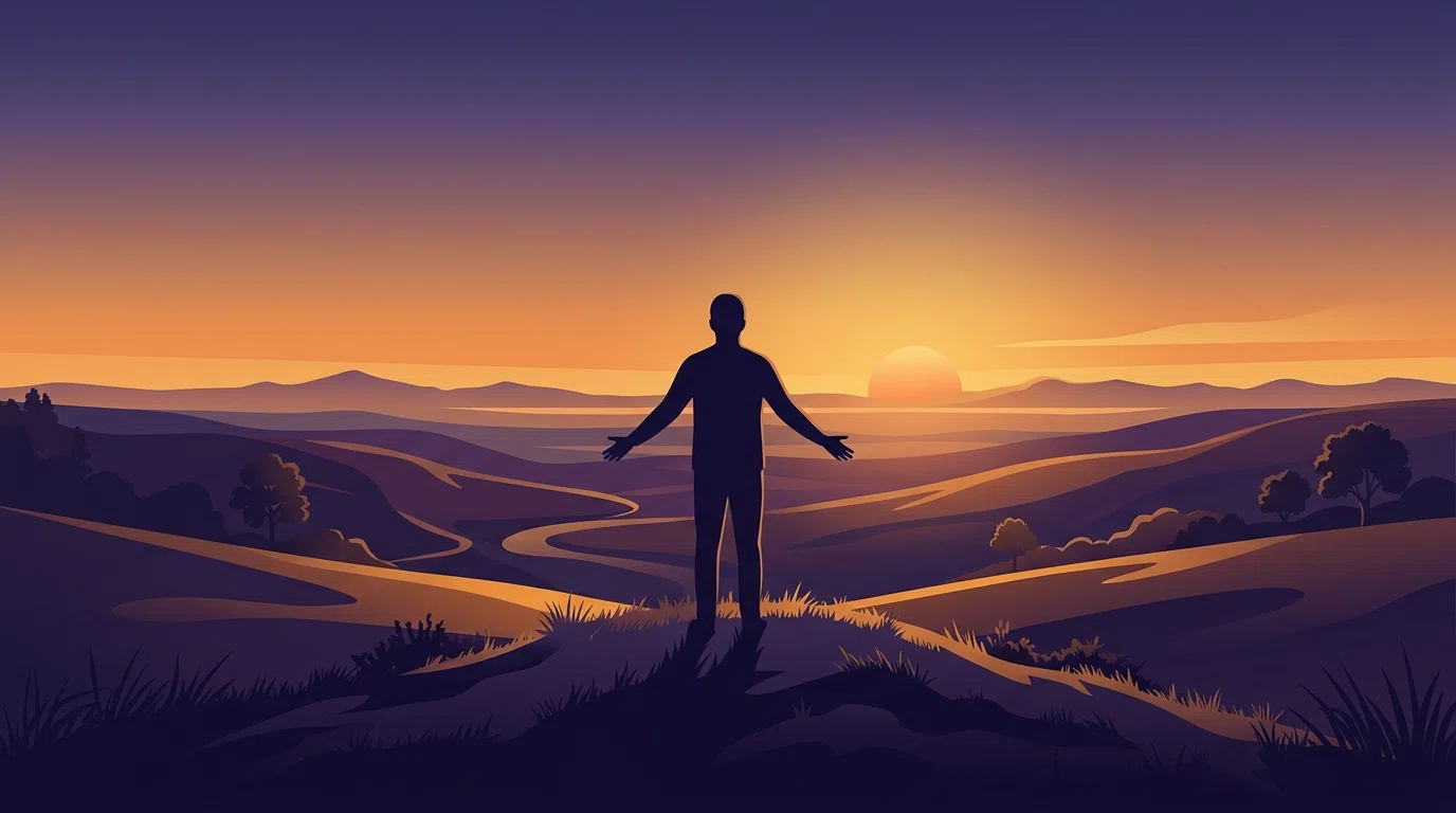 Silhouet persoon bij zonsondergang actieve leefstijl welzijn